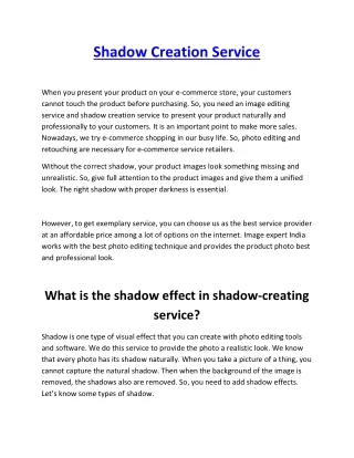 Shadow Creation Service