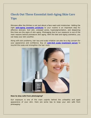 Check Out These Essential Anti-Aging Skin Care Tips