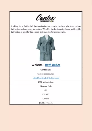 Bath Robes | Cantexdistribution.com