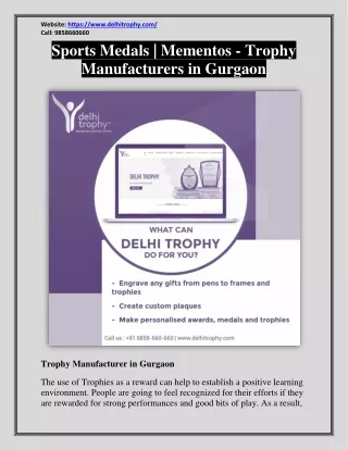 Sports Medals | Mementos - Trophy Manufacturers in Gurgaon