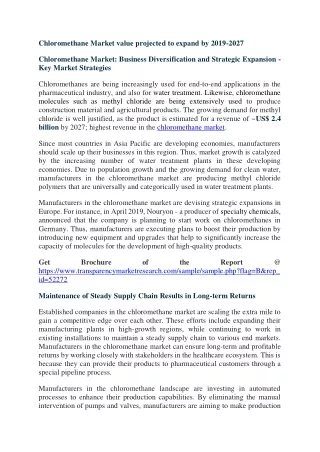 chloromethane market value projected to expand