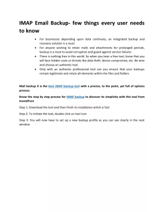 imap email backup few things every user needs