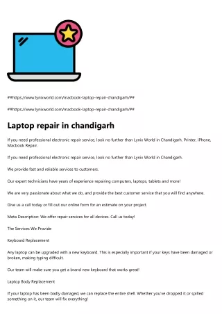 Laptop repair in chandigarh