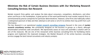 Market Research Consulting Company, Marketing Research Consulting Company