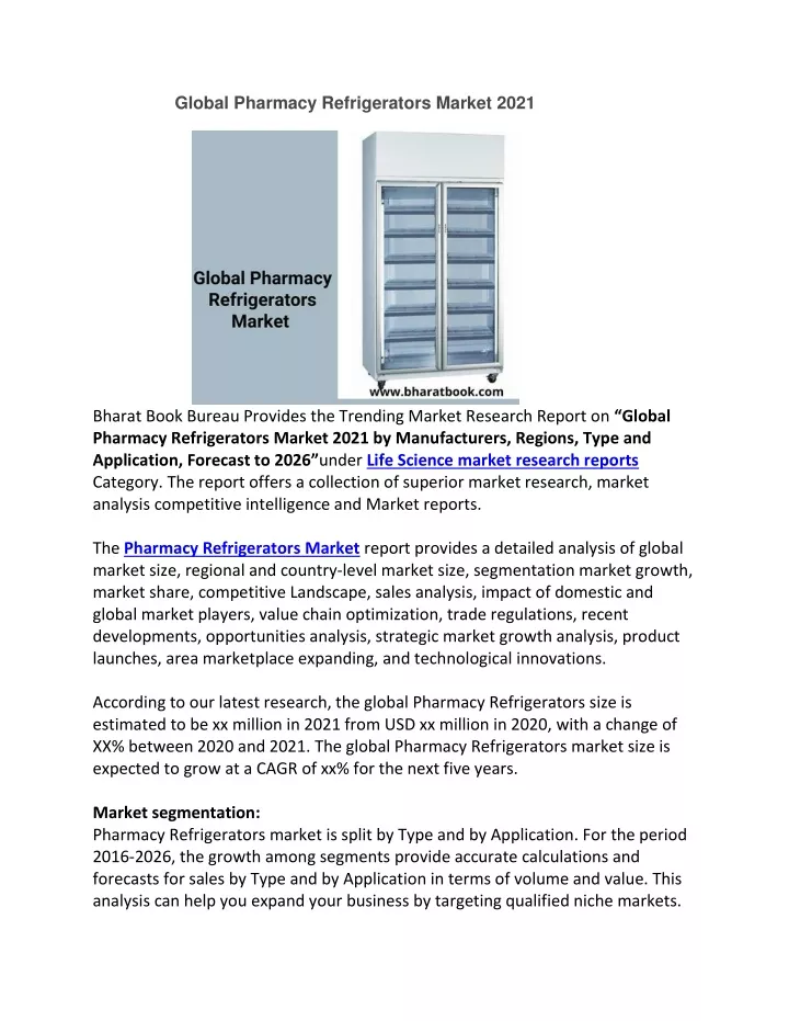 global pharmacy refrigerators market 2021