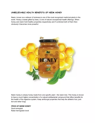 unbelievable health benefits of neem honey