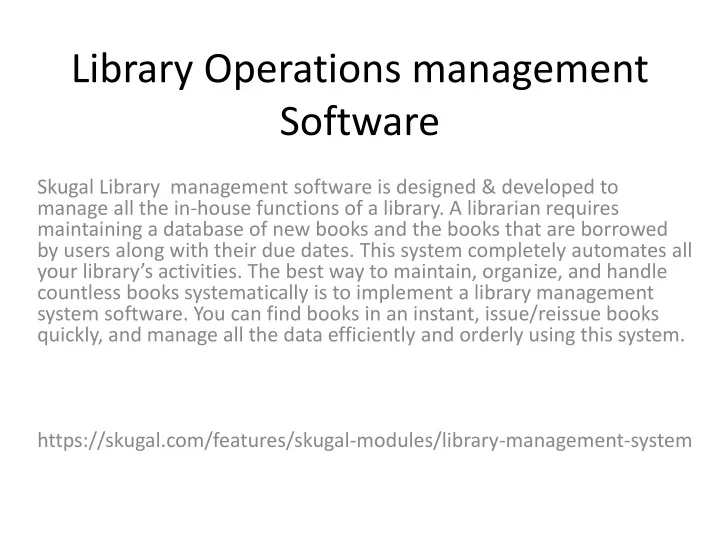 library operations management software