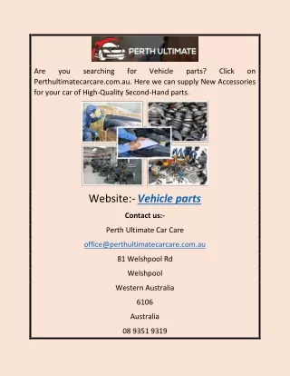 Vehicle Parts | Perthultimatecarcare.com.au