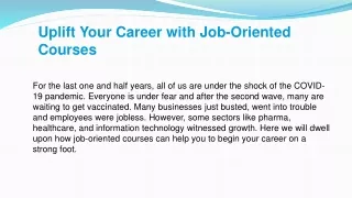 uplift your career with job oriented courses