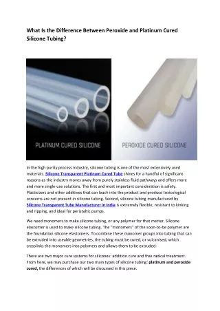 What Is the Difference Between Peroxide and Platinum Cured Silicone Tubing