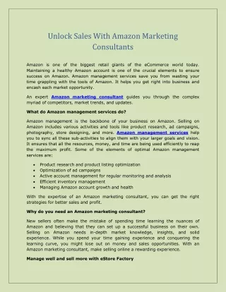 Unlock Sales With Amazon Marketing Consultants