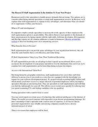 the reason it staff augmentation is the solution