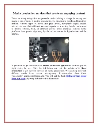 media production services that create an engaging