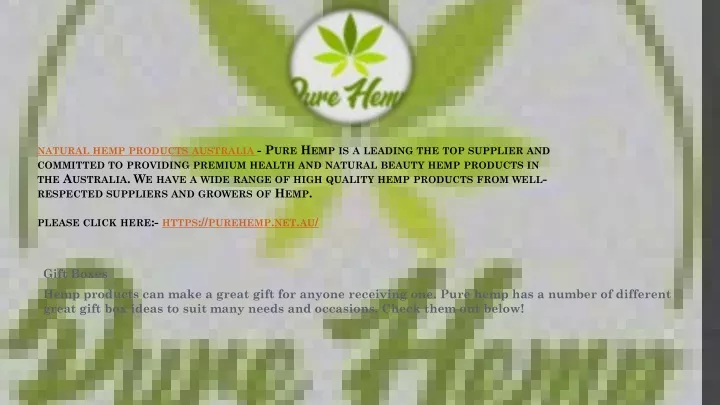 natural hemp products australia