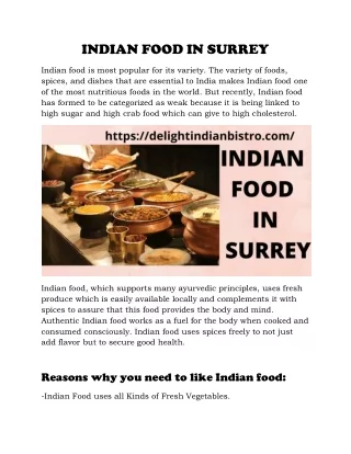 INDIAN FOOD IN SURREY