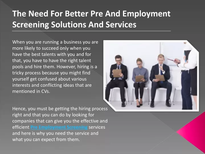 the need for better pre and employment screening