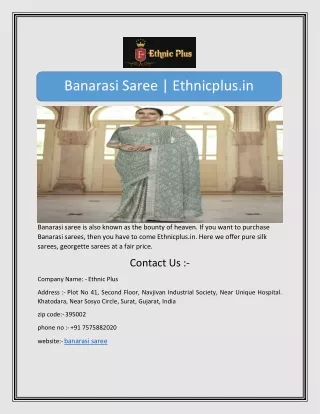 Banarasi Saree | Ethnicplus.in