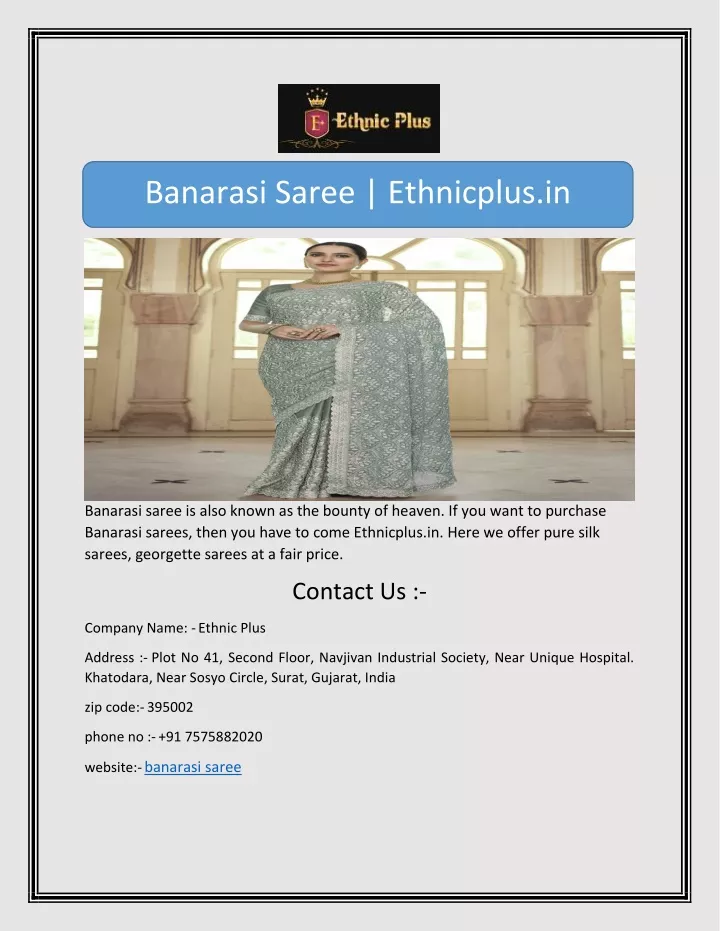 banarasi saree ethnicplus in