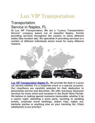lux vip transportation transportation service