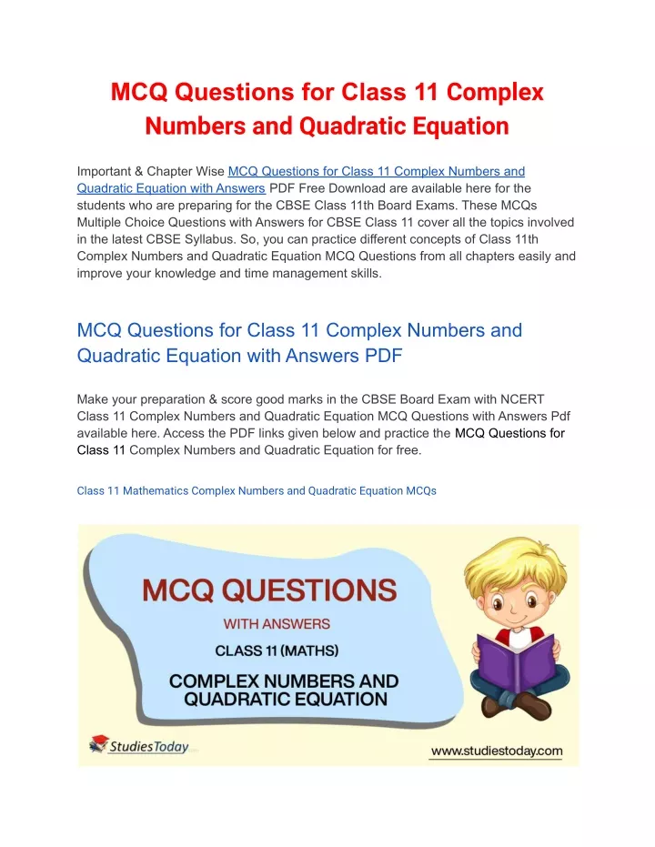 mcq questions for class 11 complex numbers