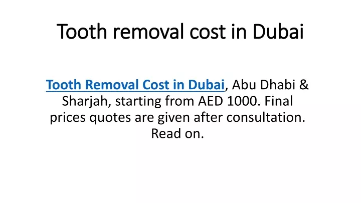 tooth removal cost in dubai