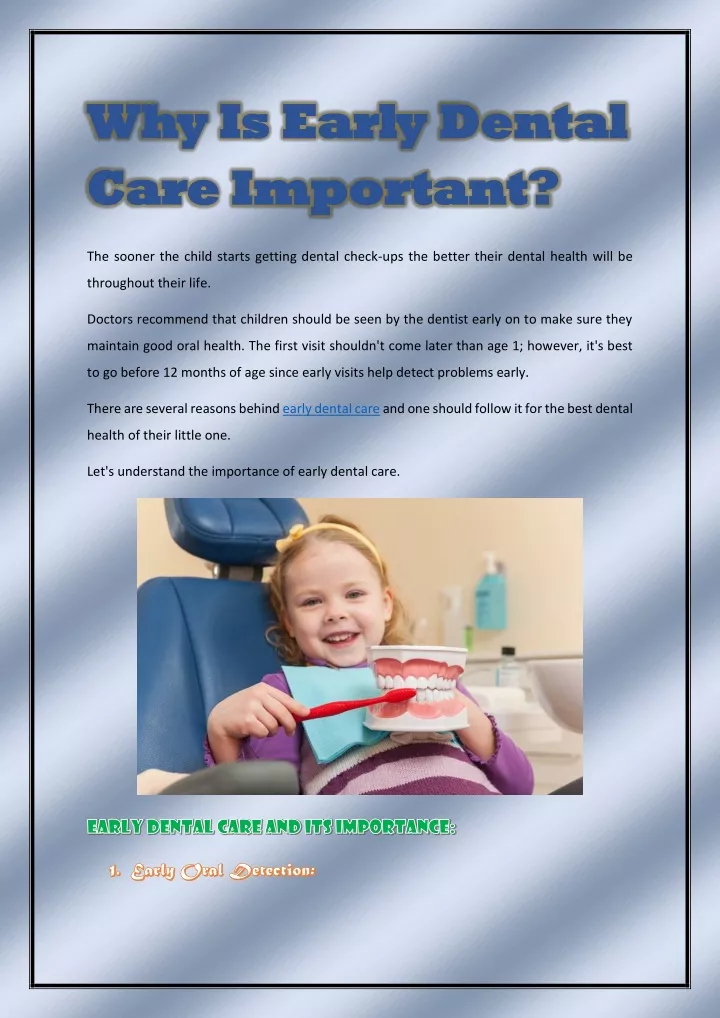 PPT - Why Is Early Dental Care Important PowerPoint Presentation, free ...