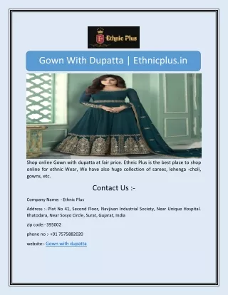 Gown With Dupatta | Ethnicplus.in