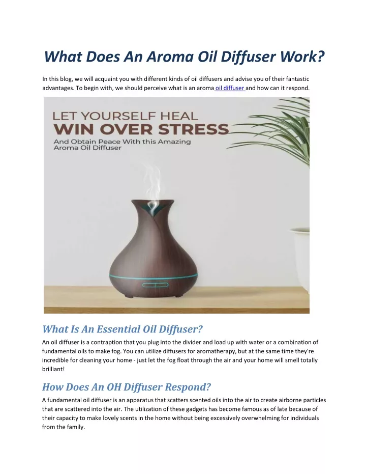 what does an aroma oil diffuser work