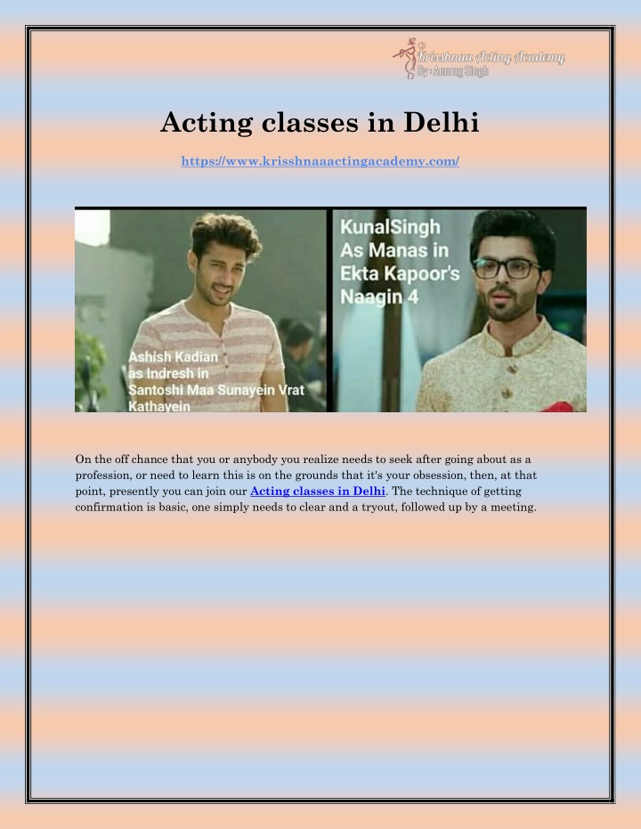 acting classes in delhi