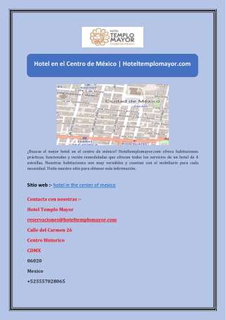 Hotel en el Centro de México | Hoteltemplomayor.com