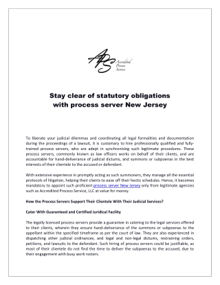 Stay clear of statutory obligations with process server New Jersey-converted
