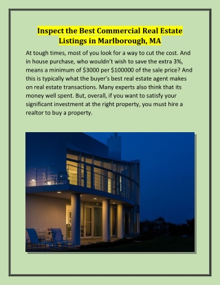 Inspect the Best Commercial Real Estate Listings in Marlborough, MA