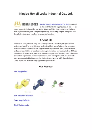 Ningbo Hongji Locks Industrial Co., Ltd.