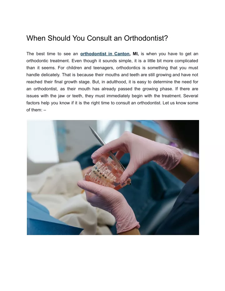 when should you consult an orthodontist