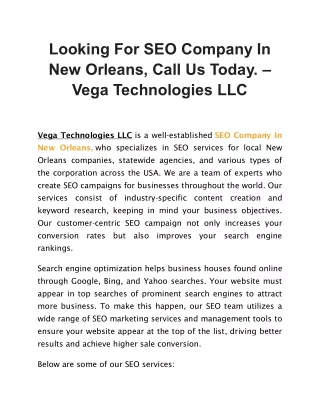looking for seo company in new orleans call