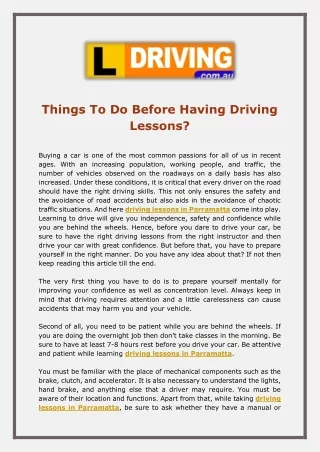 things to do before having driving lessons