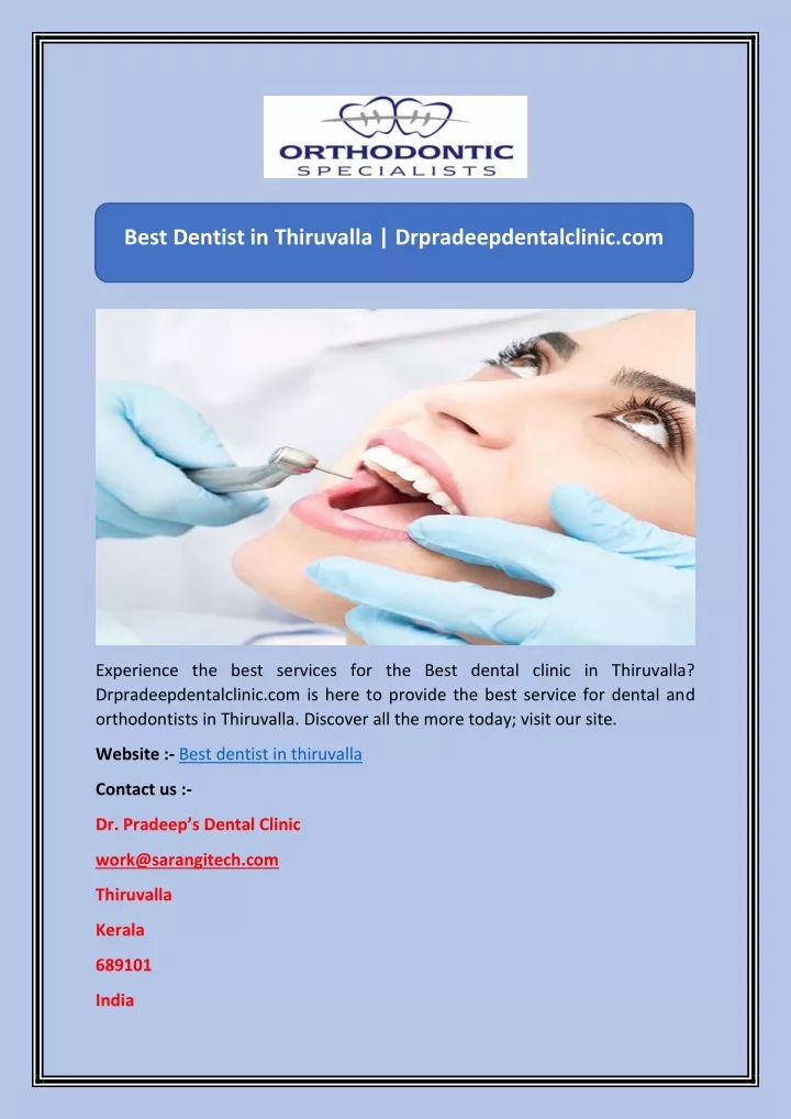 best dentist in thiruvalla drpradeepdentalclinic