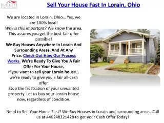 Get a Cash Offer Today - We Buy Lorain Houses Fast