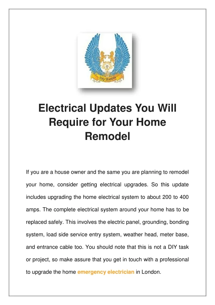 electrical updates you will require for your home