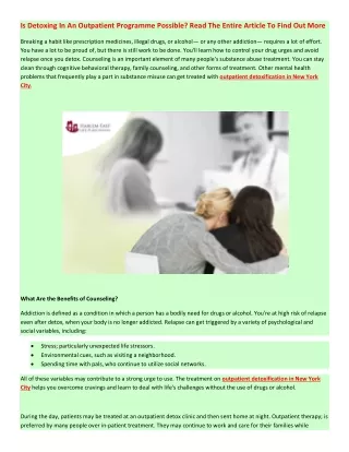 is detoxing in an outpatient programme possible
