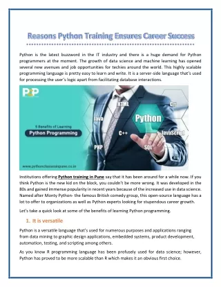 Why Should You Choose Python Training for Better Career ?