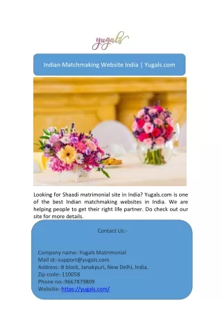 Indian Matchmaking Website India | Yugals.com