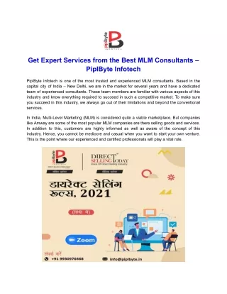 Get Expert Services from the Best MLM Consultants – PiplByte Infotech