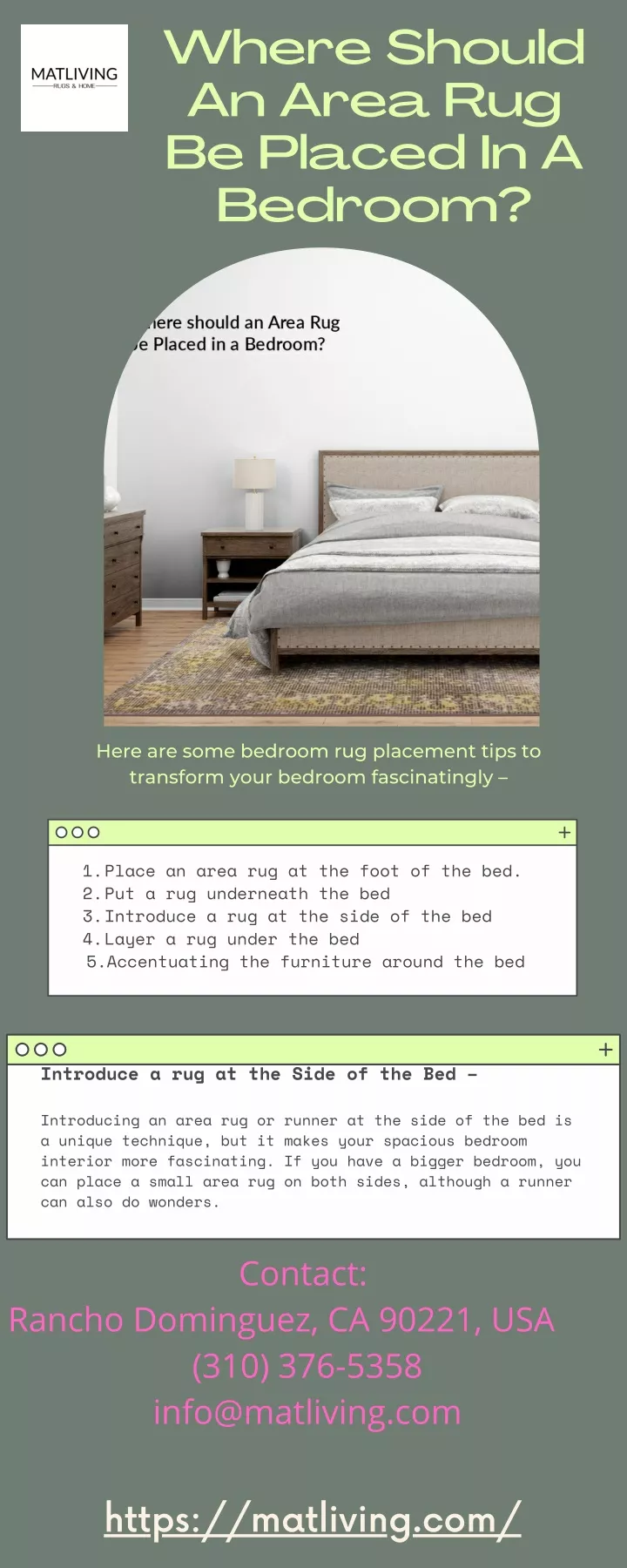 where should an area rug be placed in a bedroom