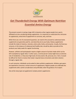 Get Thunderbolt Energy With Optimum Nutrition Essential Amino Energy