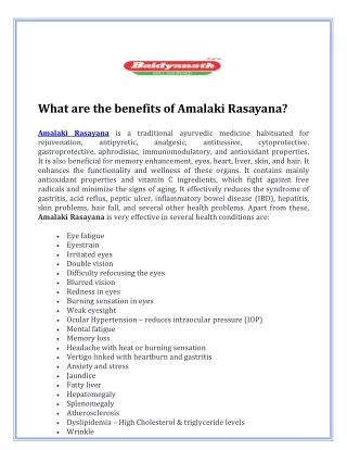 What are the benefits of Amalaki Rasayana