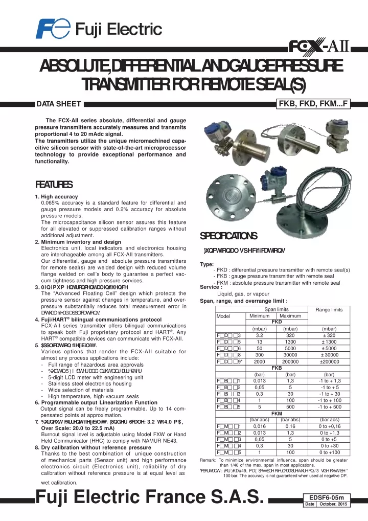 absolute differential and gauge pressure transmitter for remote seal s