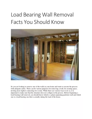 Load Bearing Wall Removal Facts You Should Know