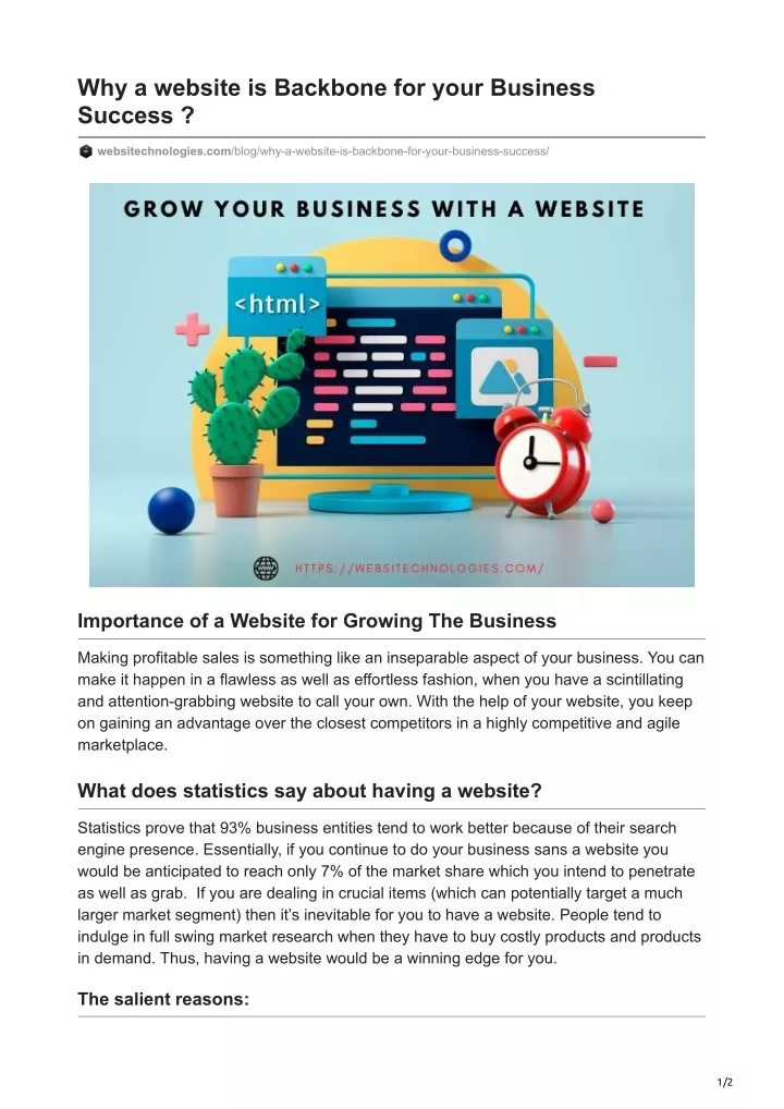 why a website is backbone for your business