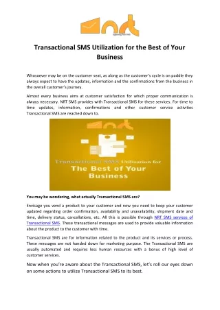 transactional sms utilization for the best